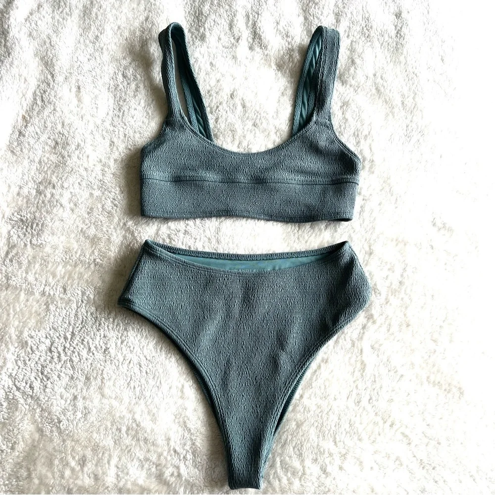 Wanderlust Textured Bikini Set Olive Size Small